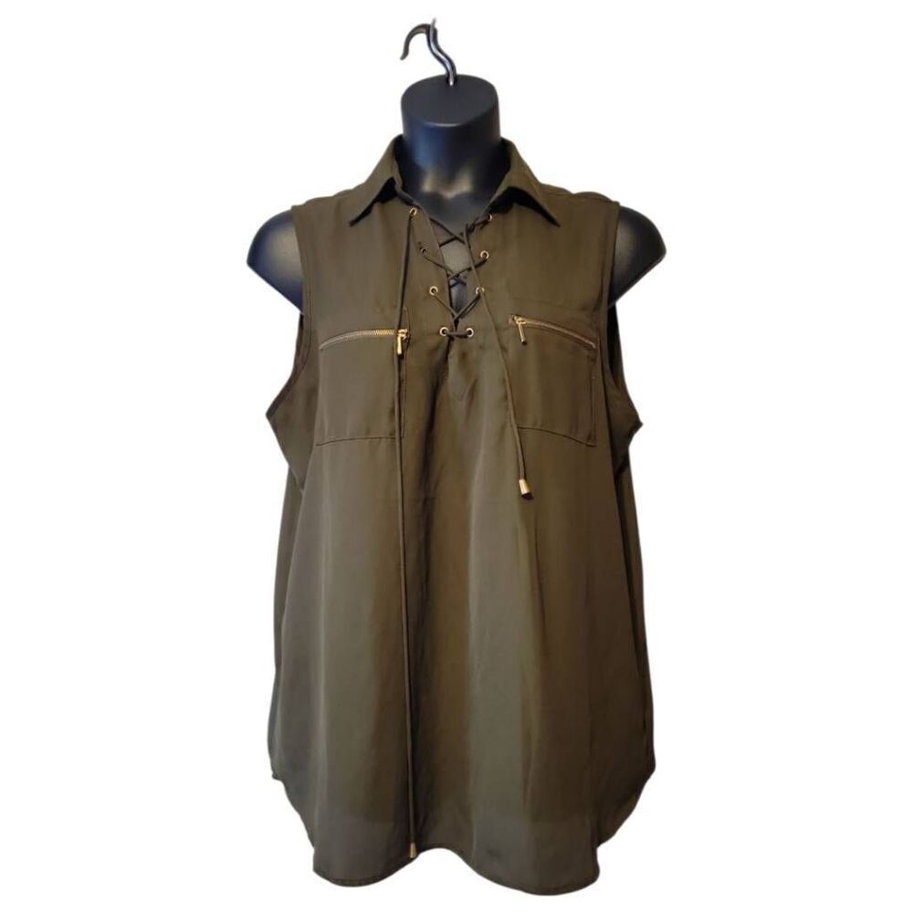 Mileage Women's Sleeveless Olive Green Blouse Size 2X